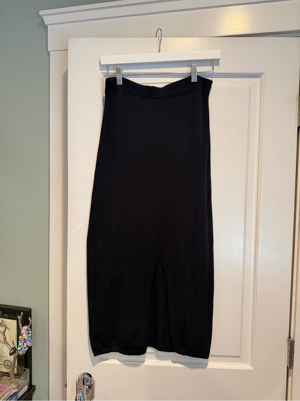 Free People Black Ribbed Midi Skirt